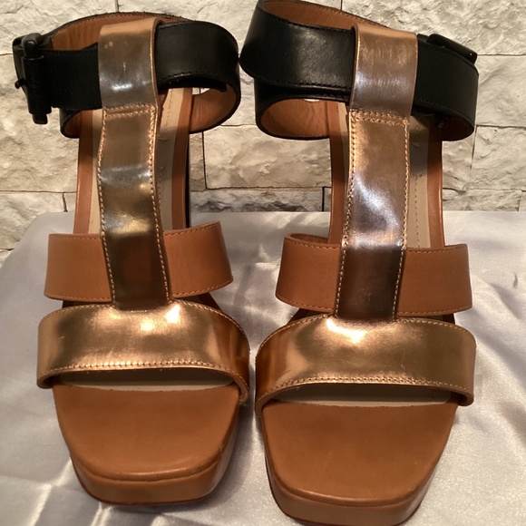 Elizabeth and James Chunky Rose Gold Black Heels - Picture 2 of 11